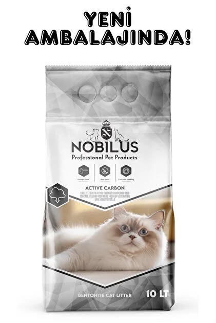 Nobilus Active Carbon Bentonite Cat Litter – 10L Premium Odor Control Clumping Cat Litter